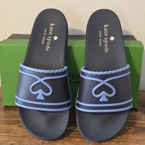 Kate Spade Dark Blue Slides with Light Blue Trim
